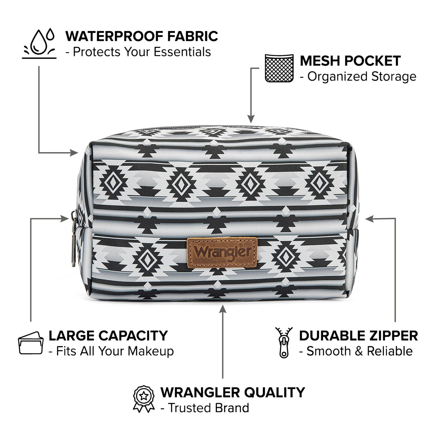 Montana West X Wrangler Travel Makeup Bag Waterproof Cosmetic Bag Portable Makeup Pouch for Women Large Toiletry Bag