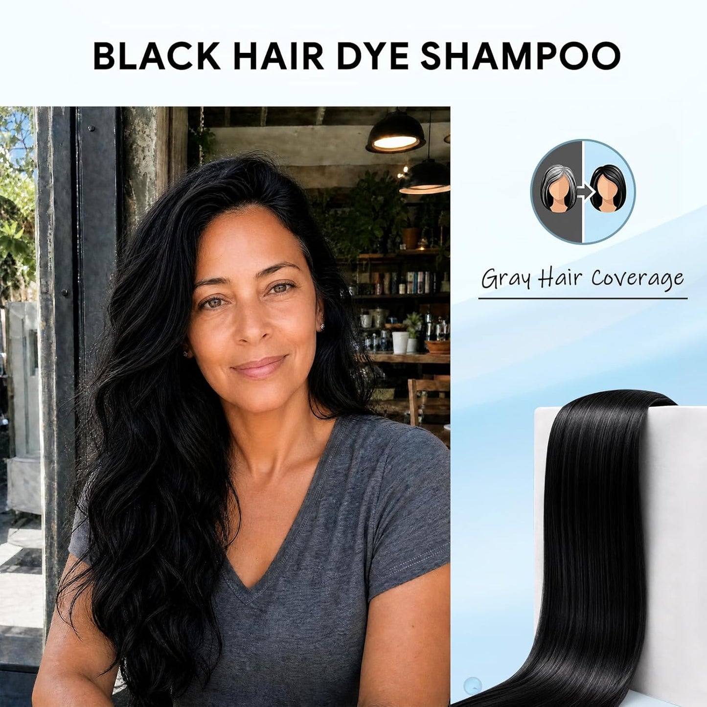 Ivnil Black Hair Dye Shampoo - 3-in-1 Semi-Permanent Color for Gray Hair | Unisex Formula