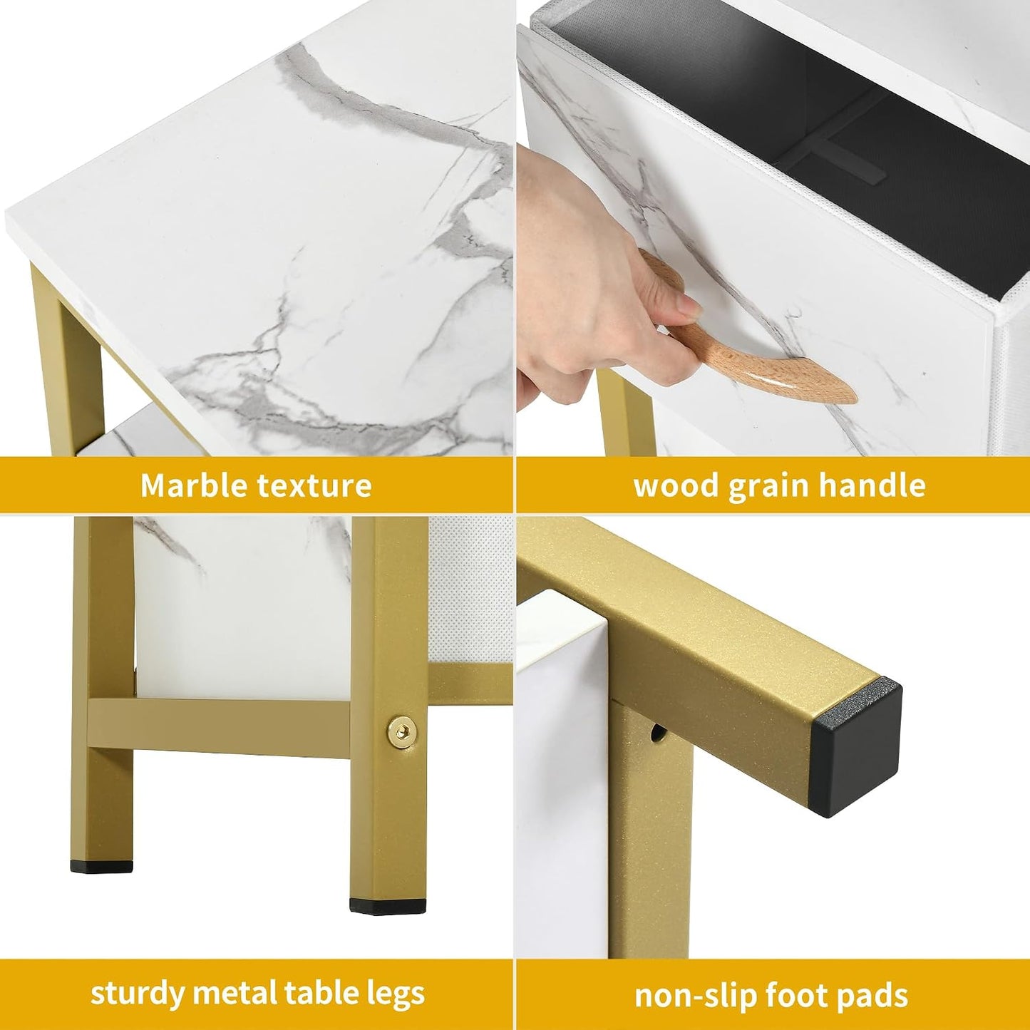 Nail Desk - Marbling Texture Manicure Table with 3 Drawers | Beauty Salon Spa Furniture (White)