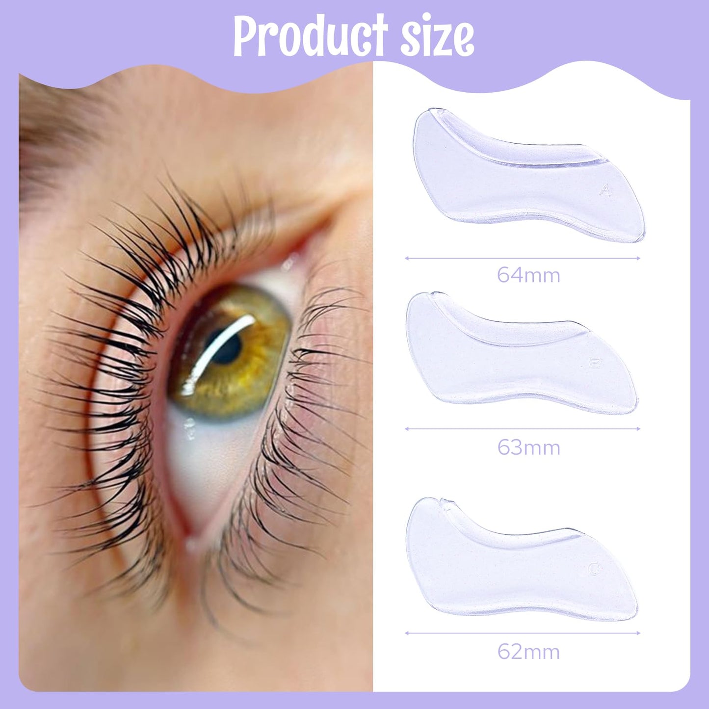Libeauty Self-Adhesive Lash Lift Shields, 6 Pcs Lower Eyelash Lift Pads for Lifting and Curling, Silicone Lash Rods for Upper Eyelash Perm and Color, Reusable for Salon & DIY Use