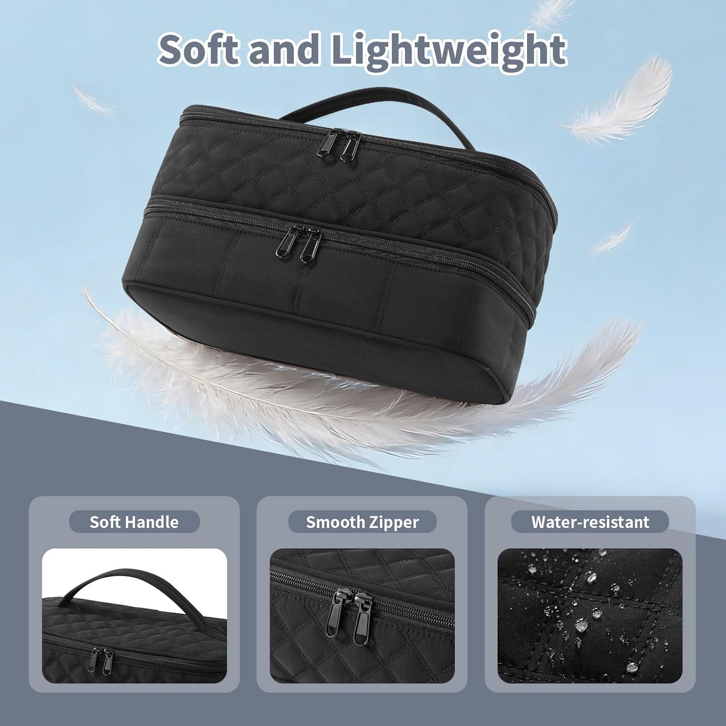 Hair Travel Carrying Case - Double-Layer Storage for Shark Flex Style & Dyson Airwrap | Black