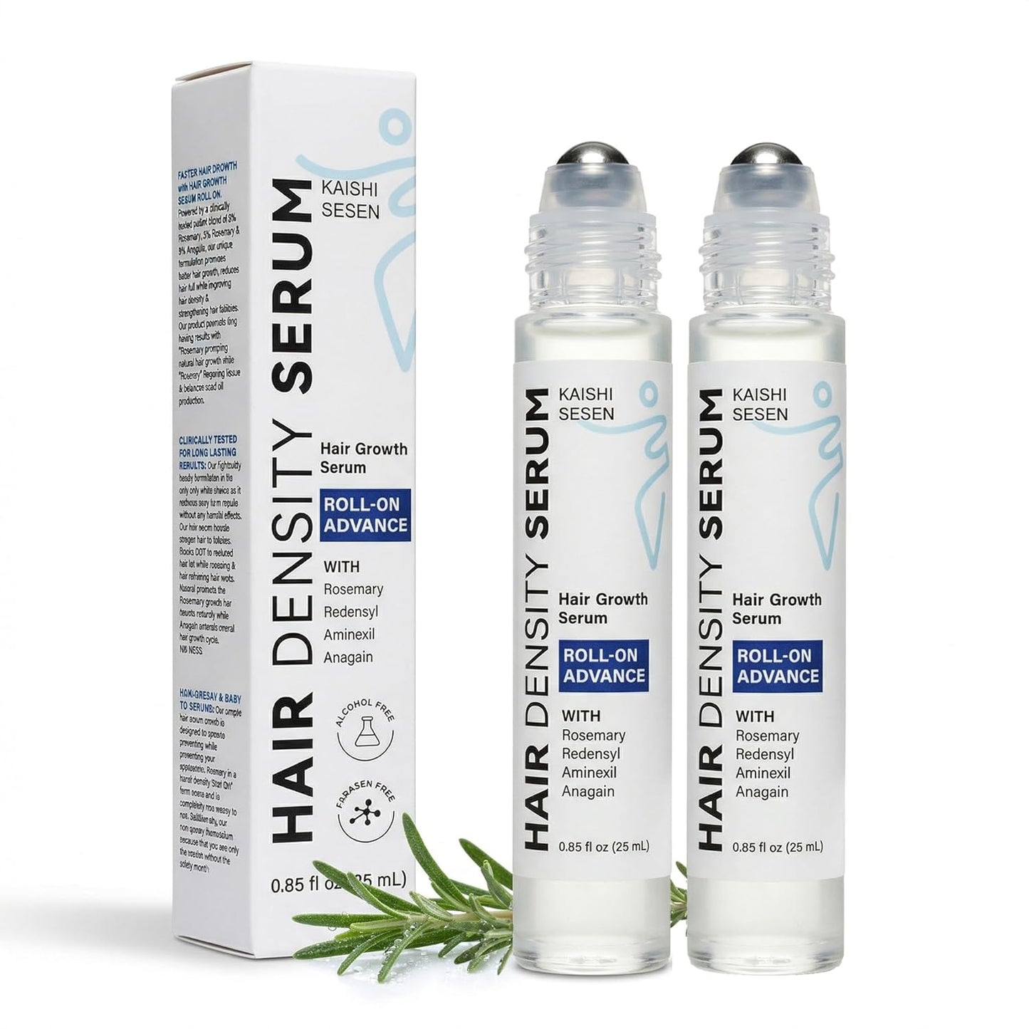 Hair Growth Serum Roll-On - Rosemary & Redensyl Hair Thickening Solution for Thinning Hair | 0.85 Fl Oz, 2-Pack
