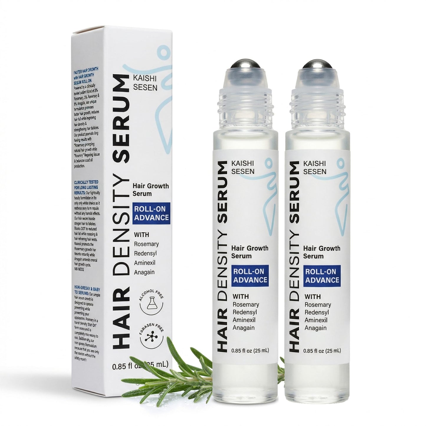 Hair Growth Serum Roll On with Rosemary & Redensyl – Hair Thickening Serum for Thinning Hair, For Thicker-Looking Hair & Helps Balance Scalp Oil, All Hair Types, Men & Women, 0.85 Fl Oz, 2-Pack