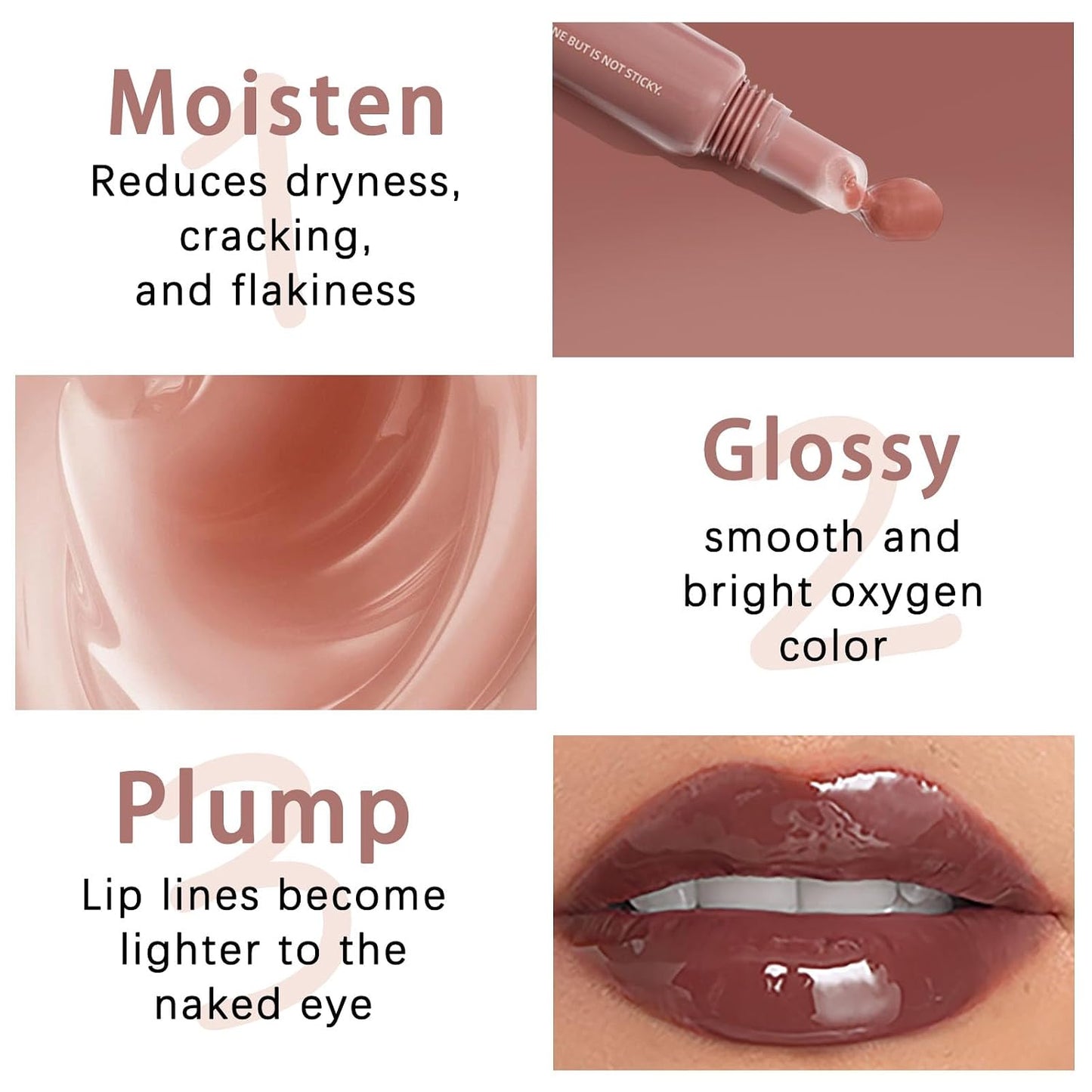 O'CHEAL Lip Gloss - Hydrating Tinted Lip Balm for Women | Lightweight, Plumping, Non-Sticky, Long-Lasting (Light Brown)