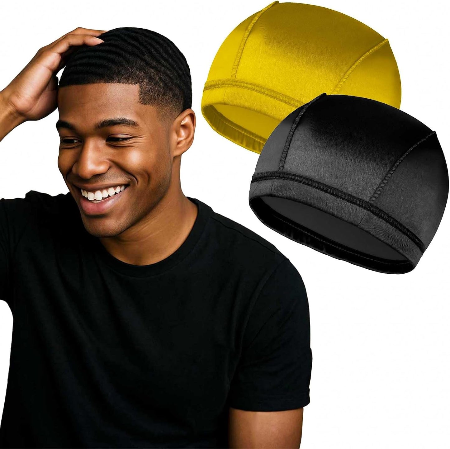 Silky Wave Caps for Men - 2PCS Compression Caps for 360, 540, 720 Waves | Comfortable Fit