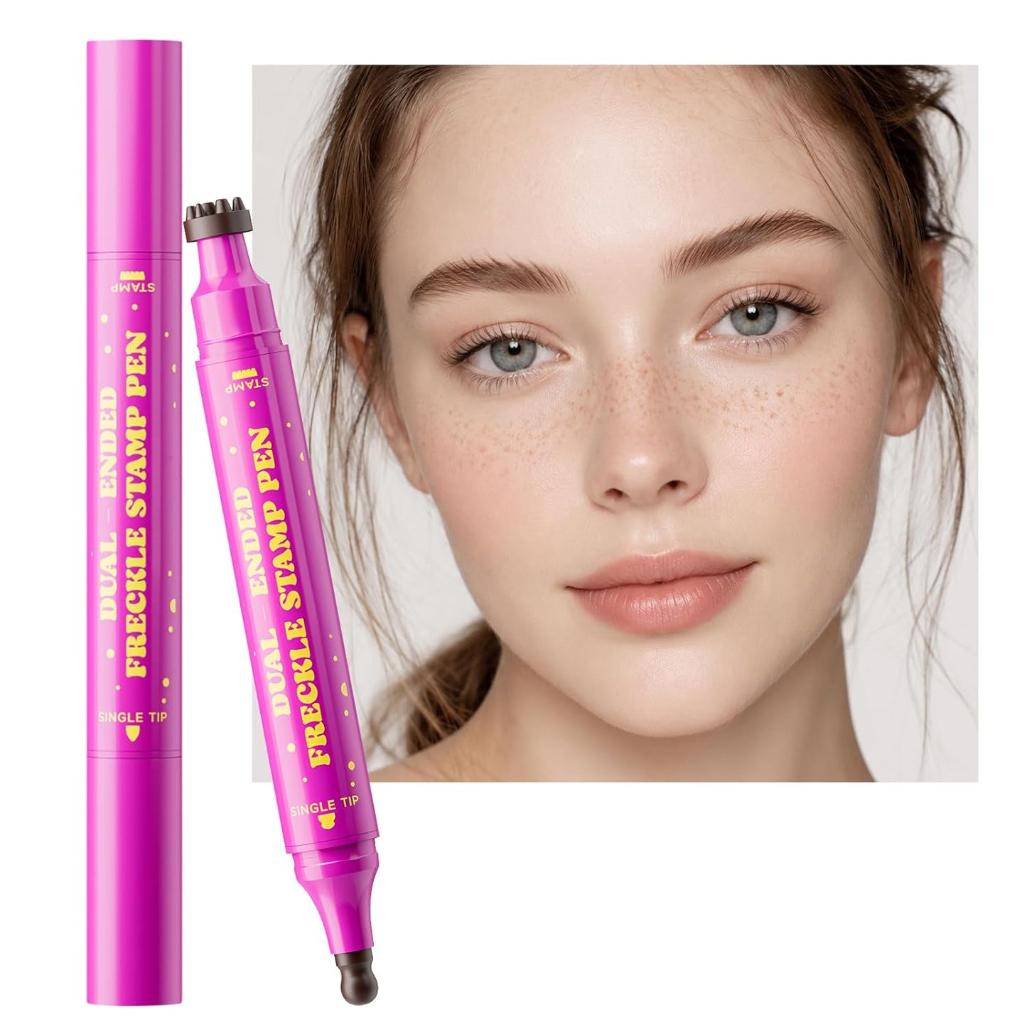 Freckle Stamp Pen - Dual-Ended Waterproof Makeup Marker | Soft Sponge & Precision Tip for Realistic Freckles - 03 Deep Espresso Brown