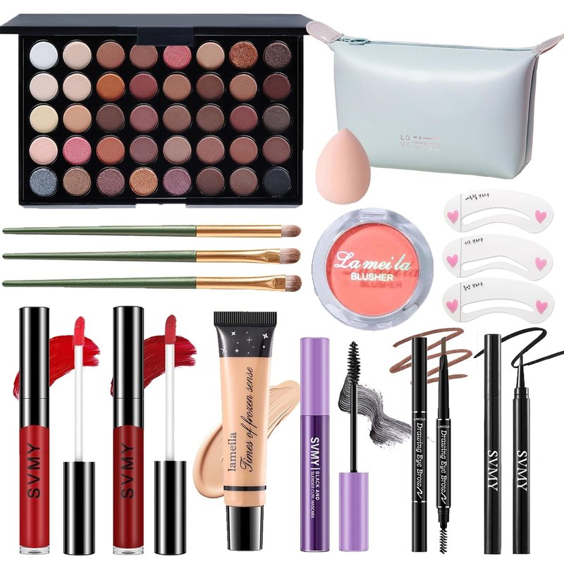 Makeup Set for Women - Complete Makeup Kit for Beginners & Pros | Travel-Friendly Essentials, Eyeshadow Palette & Lip Gloss