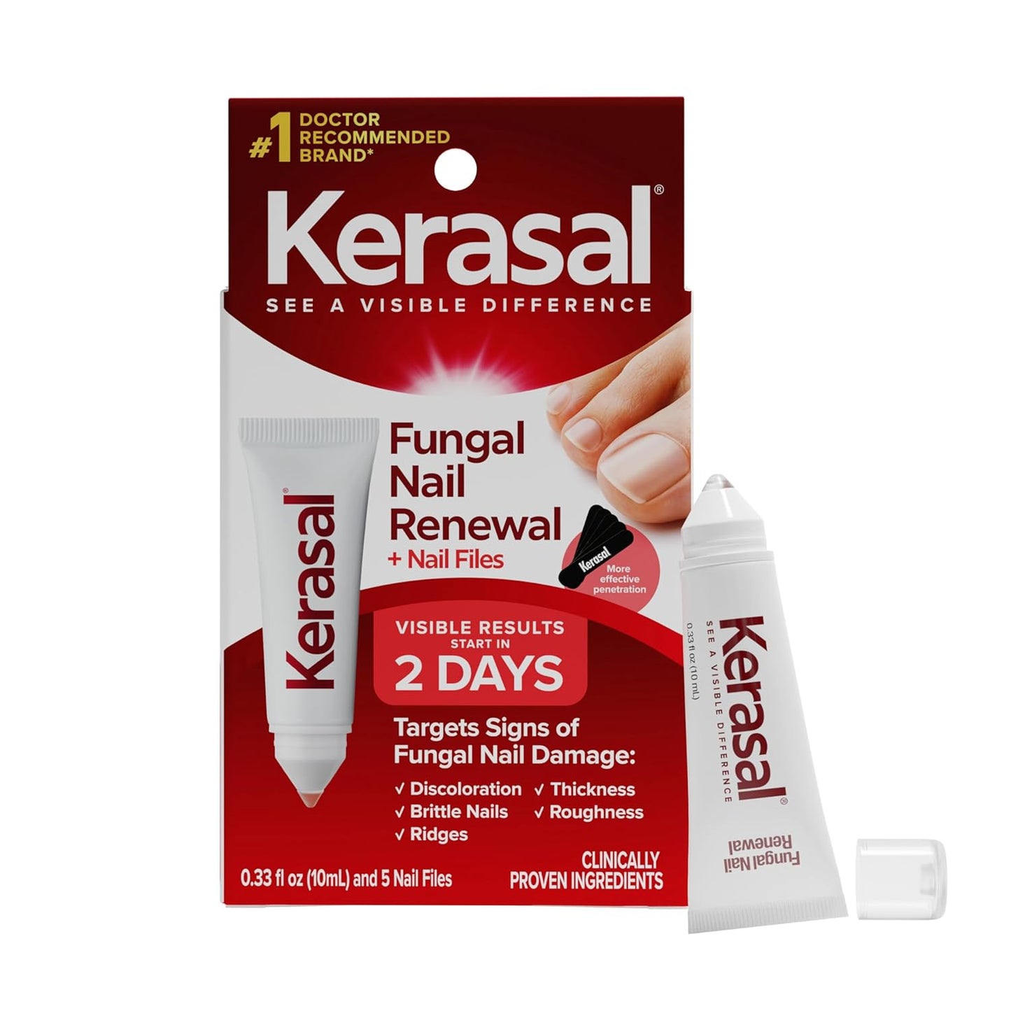 Kerasal Nail Renewal - Advanced Clear & Defend Nail Repair with Urea & Spirulina | 0.13 Fl Oz