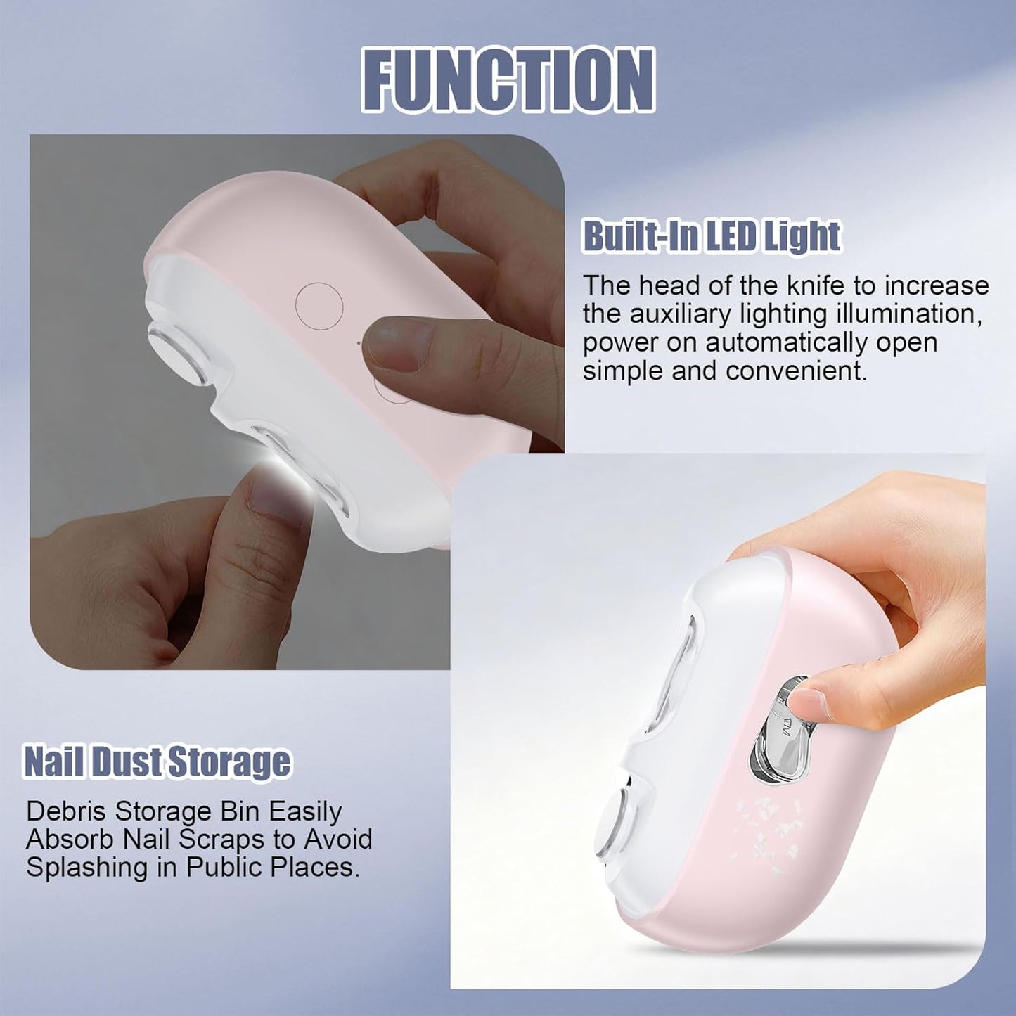Electric Nail Clipper - Effortless, Safe Nail Trimming | Stylish Pink Design