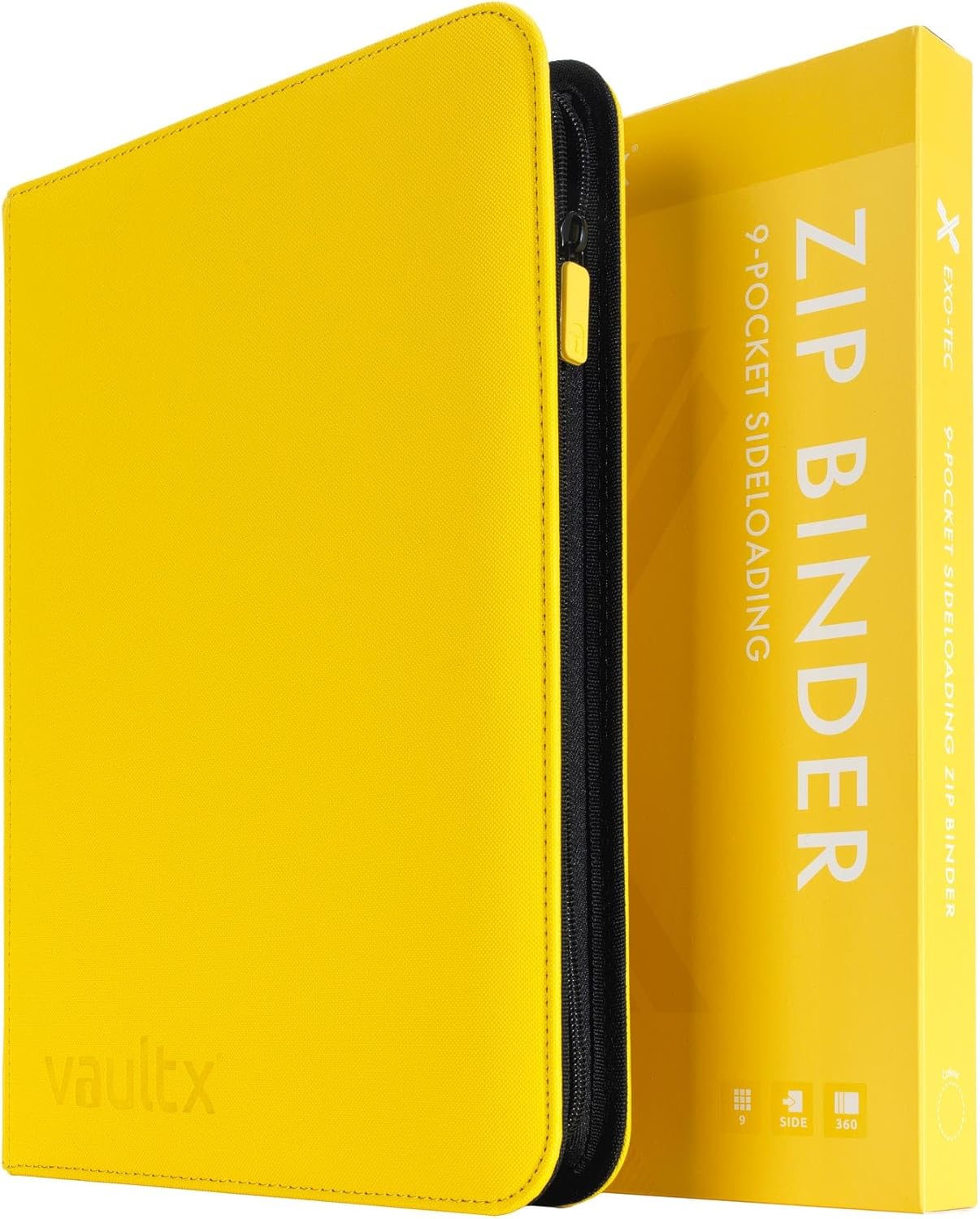 Vault X 9 Pocket Zip Binder - Durable Exo-Tec Material, Holds 360 Cards | Black, 20 Side-Loading Pages