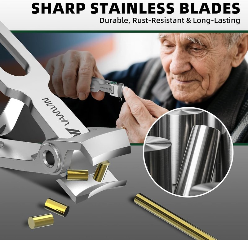 Toenail Clippers for Seniors - Heavy Duty Thick Nail Cutter with 37mm Wide Opening | Long Handle for Easy Grip