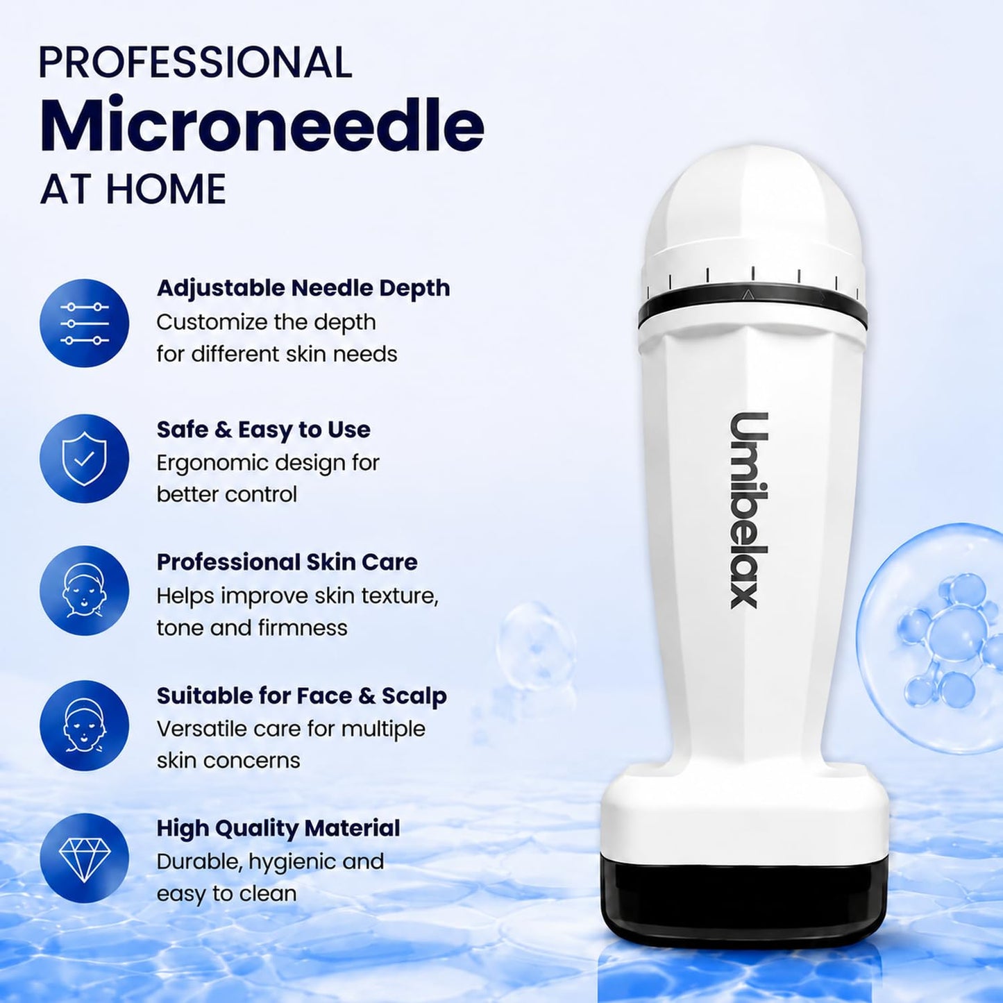Derma Stamp - Umibelax Microneedling Derma Stamp for Hair, Beard, Scalp & Face, Microneedle Roller Dermastamp for Women and Men(0.25mm)