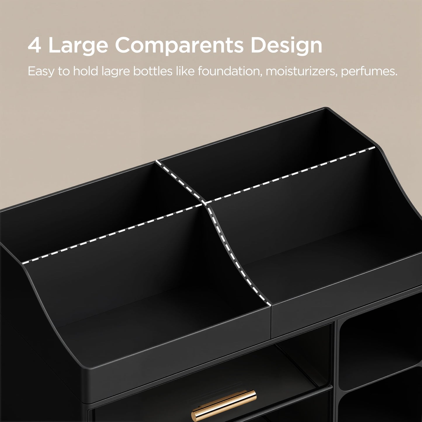 HBlife Cologne Organizer for Men Makeup Organizer Countertop with Brush Holder, Large Bathroom Counter Organizer with Drawers, Plastic Dresser Organizer Storage Fathers Day Gift for Dad Husband, Black