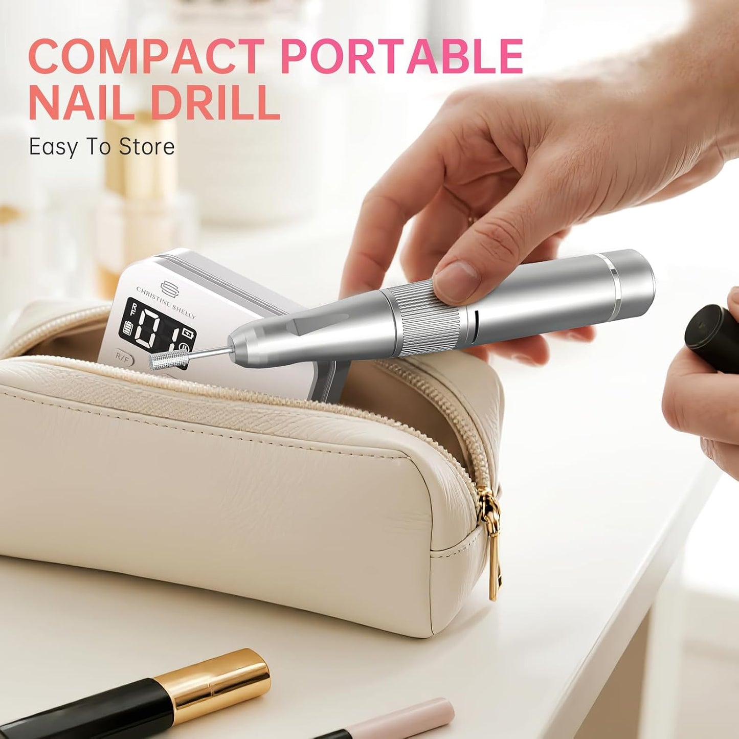 Rechargeable Nail Drill - 35000 RPM Electric Efile for Acrylic & Gel Polishing | Complete Bits Kit
