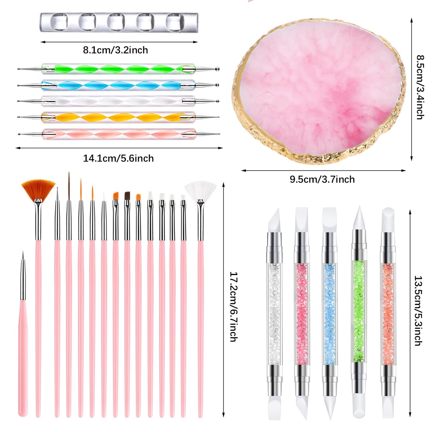 Nail Art Tools Set - 27 Pcs Including Brushes, Palette & Sculpting Pens | DIY Nail Art Kit