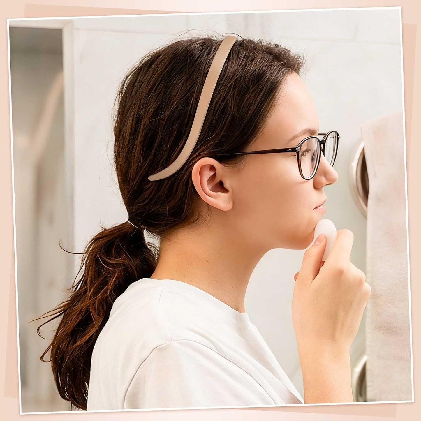 6-Pack No Pressure Headbands for Glasses Wearers | Square Sunglass Hairbands with Teeth, Non-Slip - Brown Series