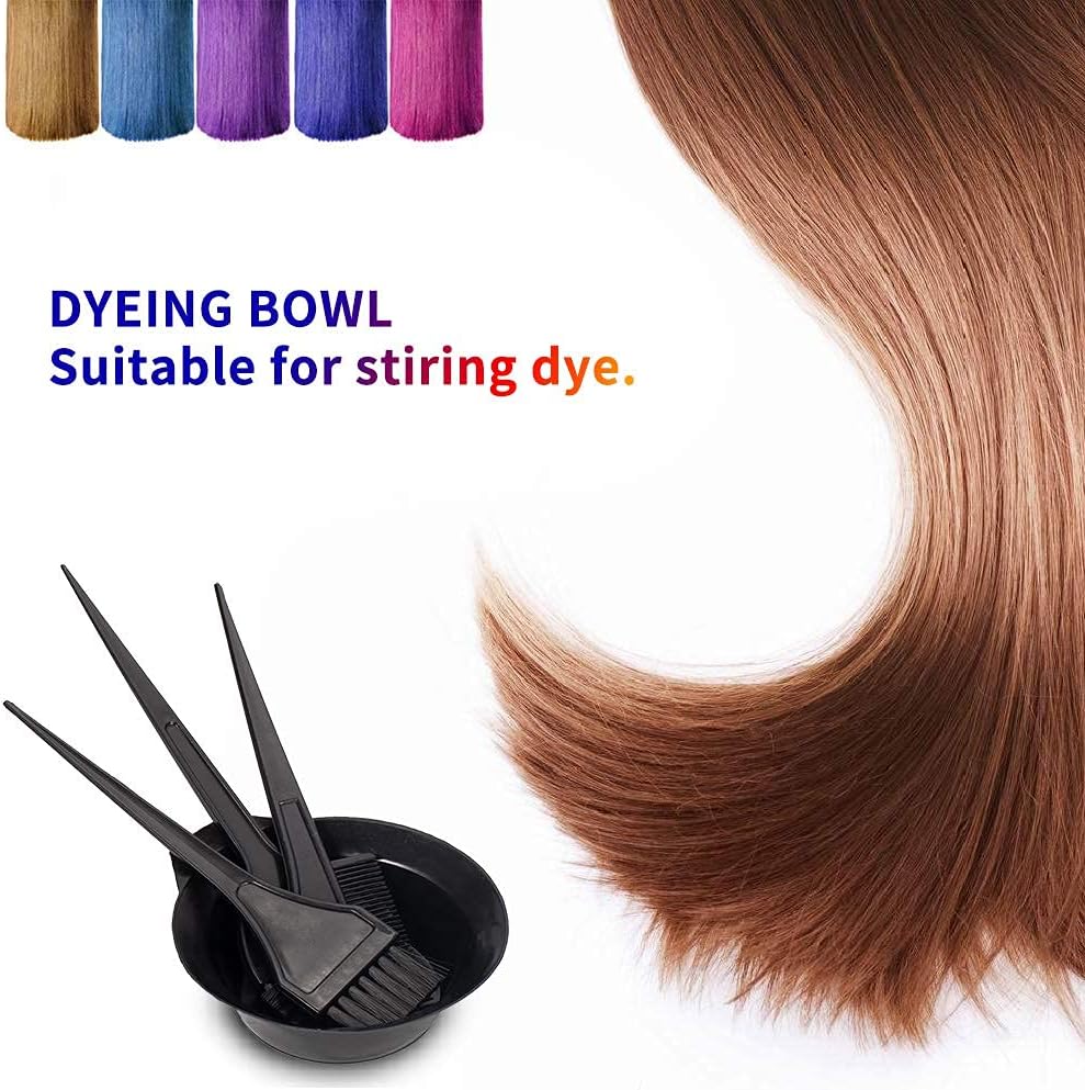 Hair Dye Brush and Bowl Set - Mixing Bowl & Tint Comb Tool for Easy Hair Coloring | Black