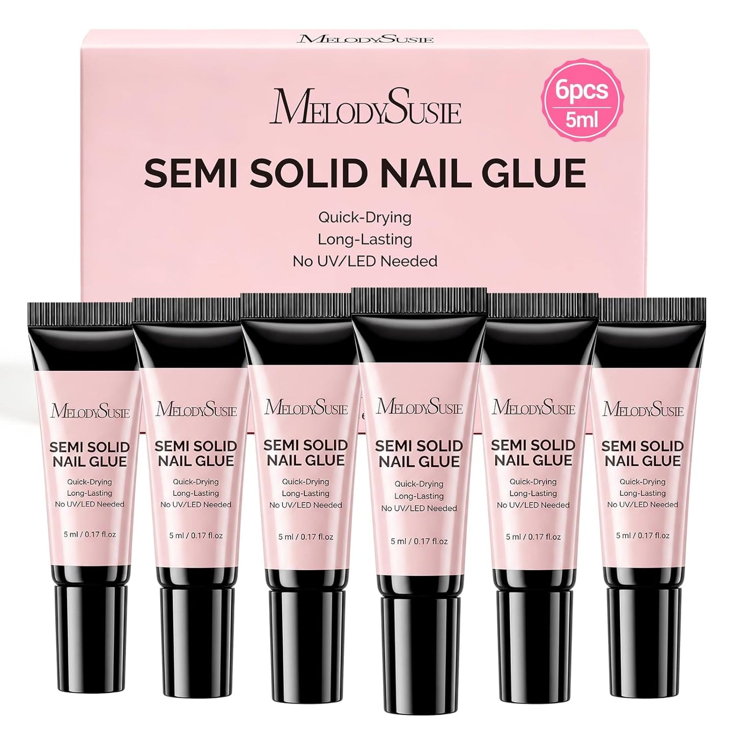 MelodySusie Nail Glue - Super Strong Quick-Drying Gel for Acrylic & Press-On Nails | 6 Pcs