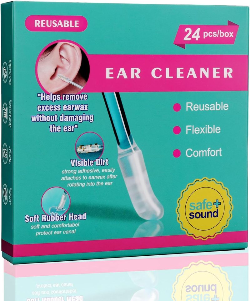 Sticky Ear Cleaning Sticks - Reusable Adhesive Ear Swabs for Gentle Earwax Removal | 24 Pack, Olive Green