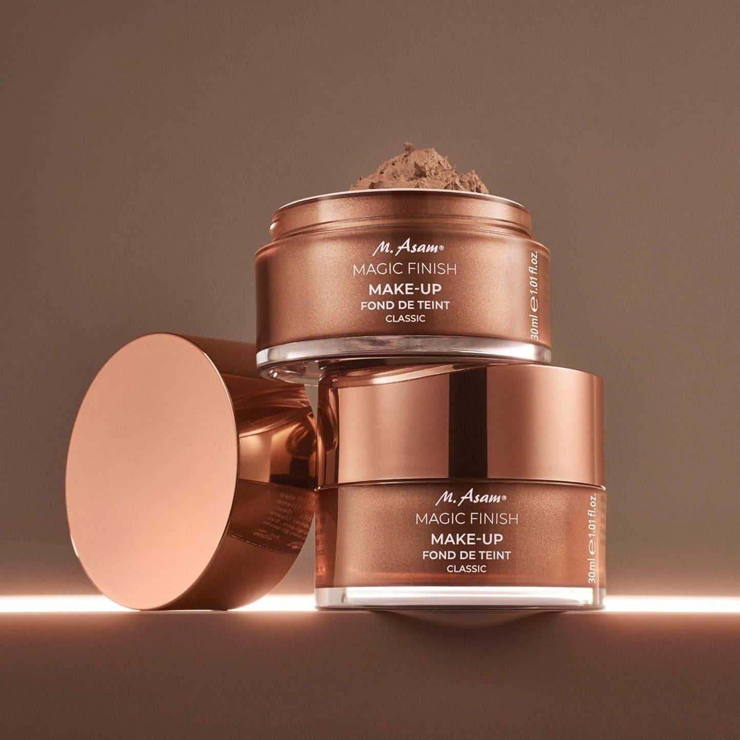 M. Asam Magic Finish Make-Up Mousse - 4-in-1 Primer, Foundation & Concealer | Vegan, Buildable Coverage for Light to Medium Skin Tones (1.01 Fl Oz)