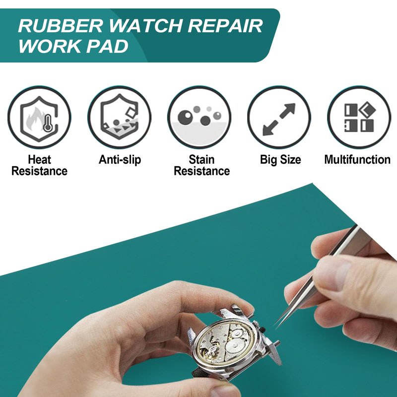 Watch Repair Mat, Heat Resistant Watchmaker Soldering Station Mat Non Slip Watch Repair Work Pad Silicone Work Pad Repair Mat Station Mat for Watchmakers Watch Repairing Workers (34 x 24cm)