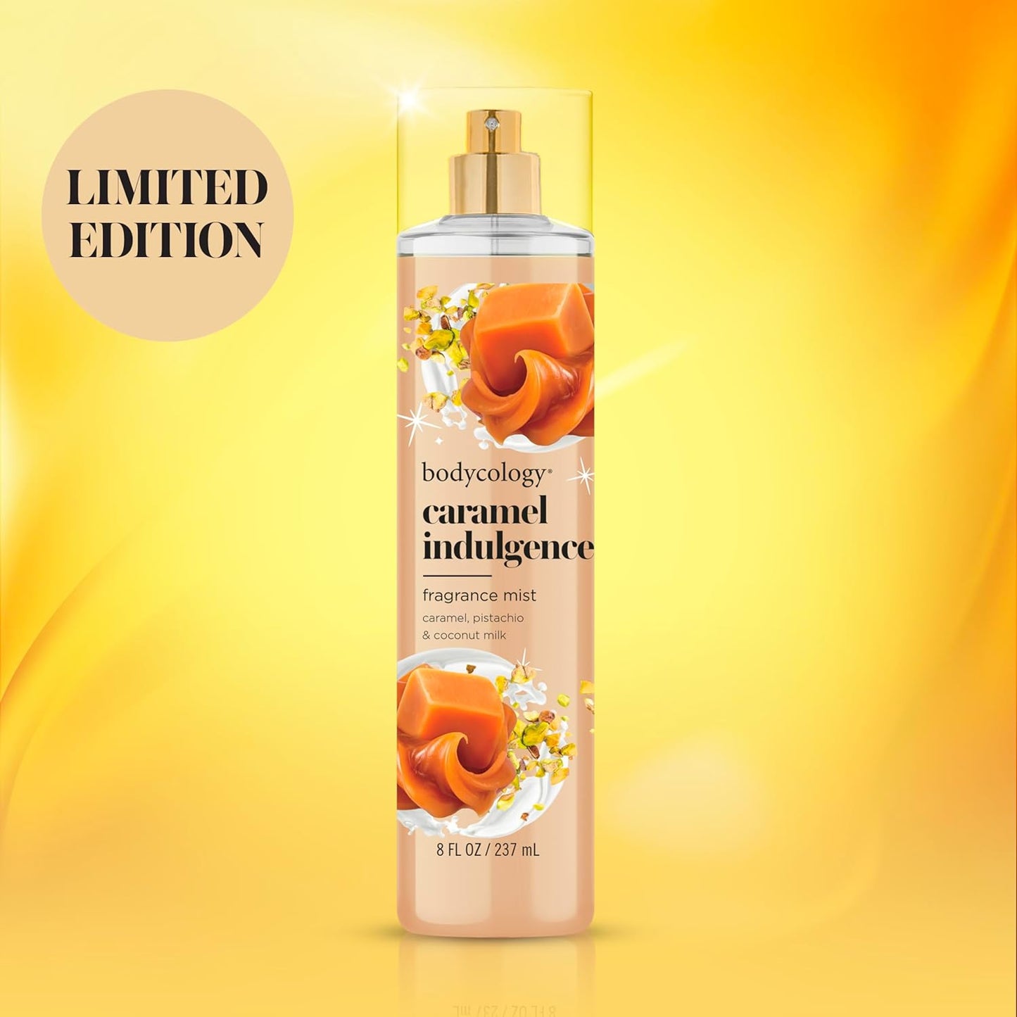 Bodycology Caramel Indulgence Body Mist - Long-Lasting Fragrance, 8 Fl Oz