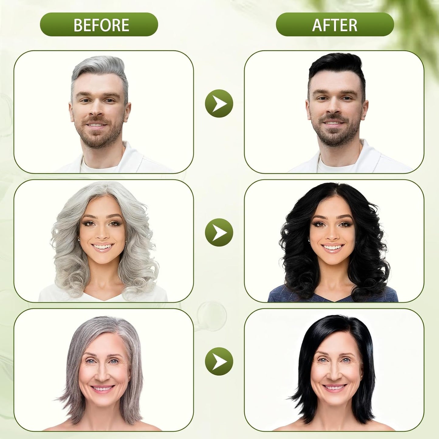 Black Hair Dye Shampoo - 100% Gray Coverage | Natural Herbal Formula for Men & Women
