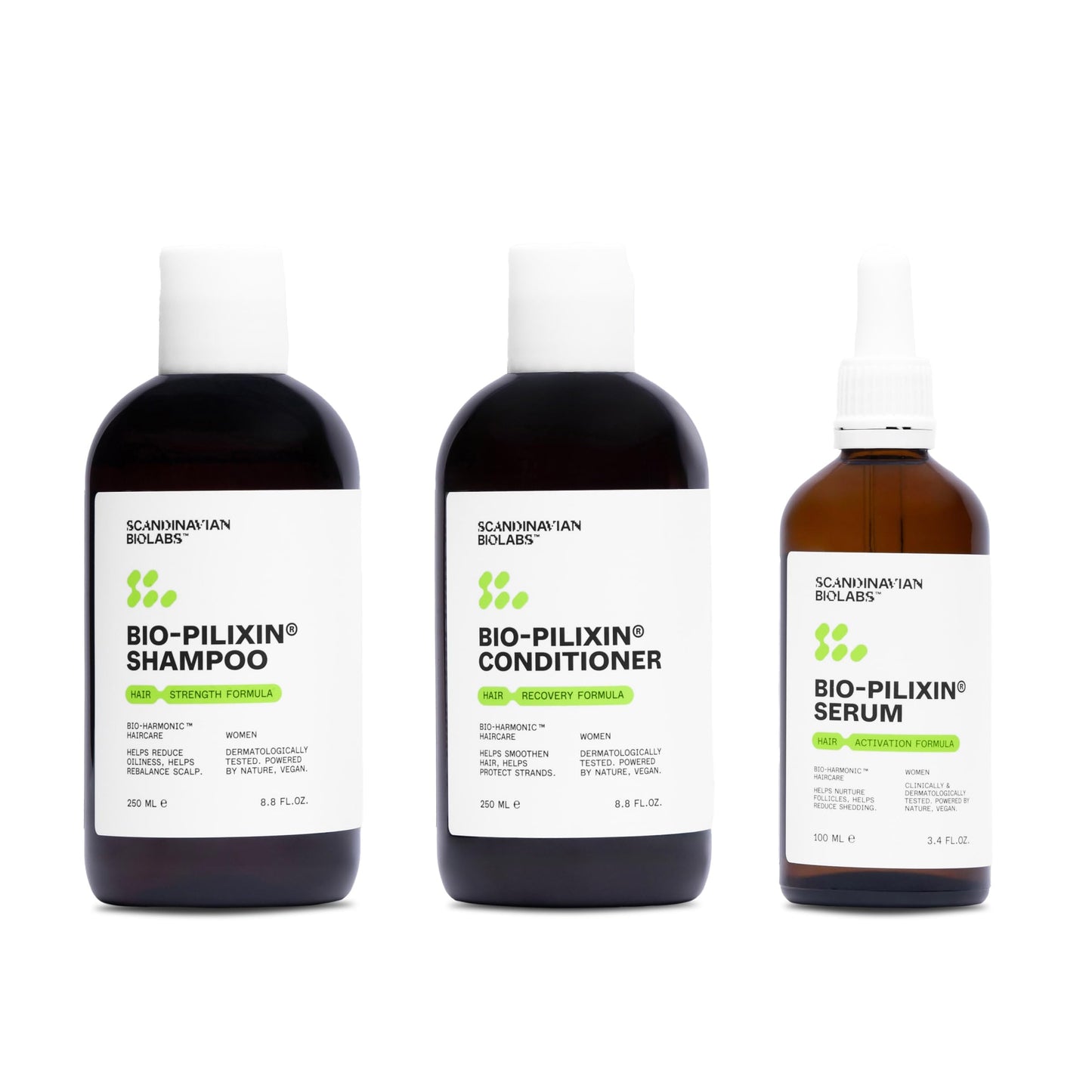 Scandinavian Biolabs Bio-Pilixin® Routine For Women | Helps with Shedding, Nurtures Hair Follicles, Enhances Hair Strength, Repairs Damaged Hair, Clinically Tested, Dermatologically Approved