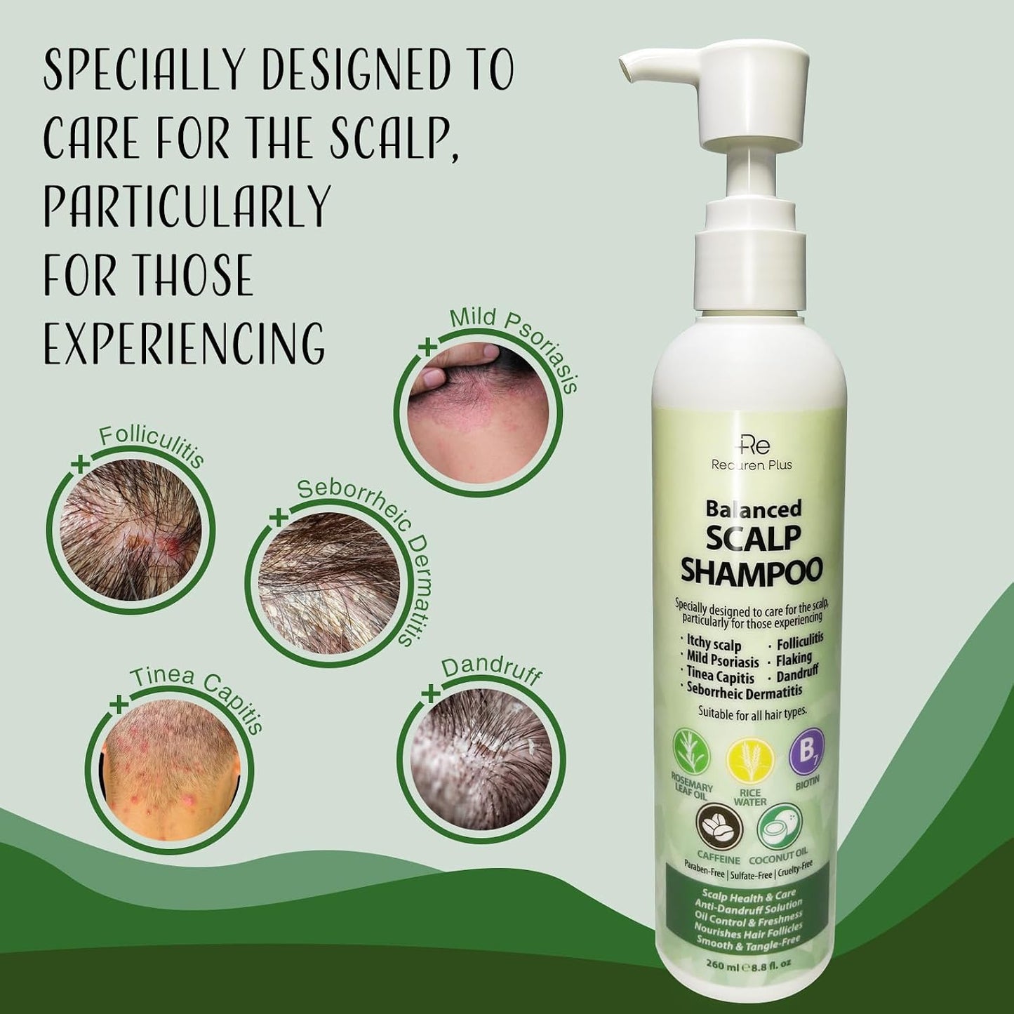 Antifungal Shampoo for Folliculitis & Seborrheic Dermatitis - Scalp Psoriasis, Dandruff Relief with Salicylic Acid & Coconut Oil | 8.8 fl. oz
