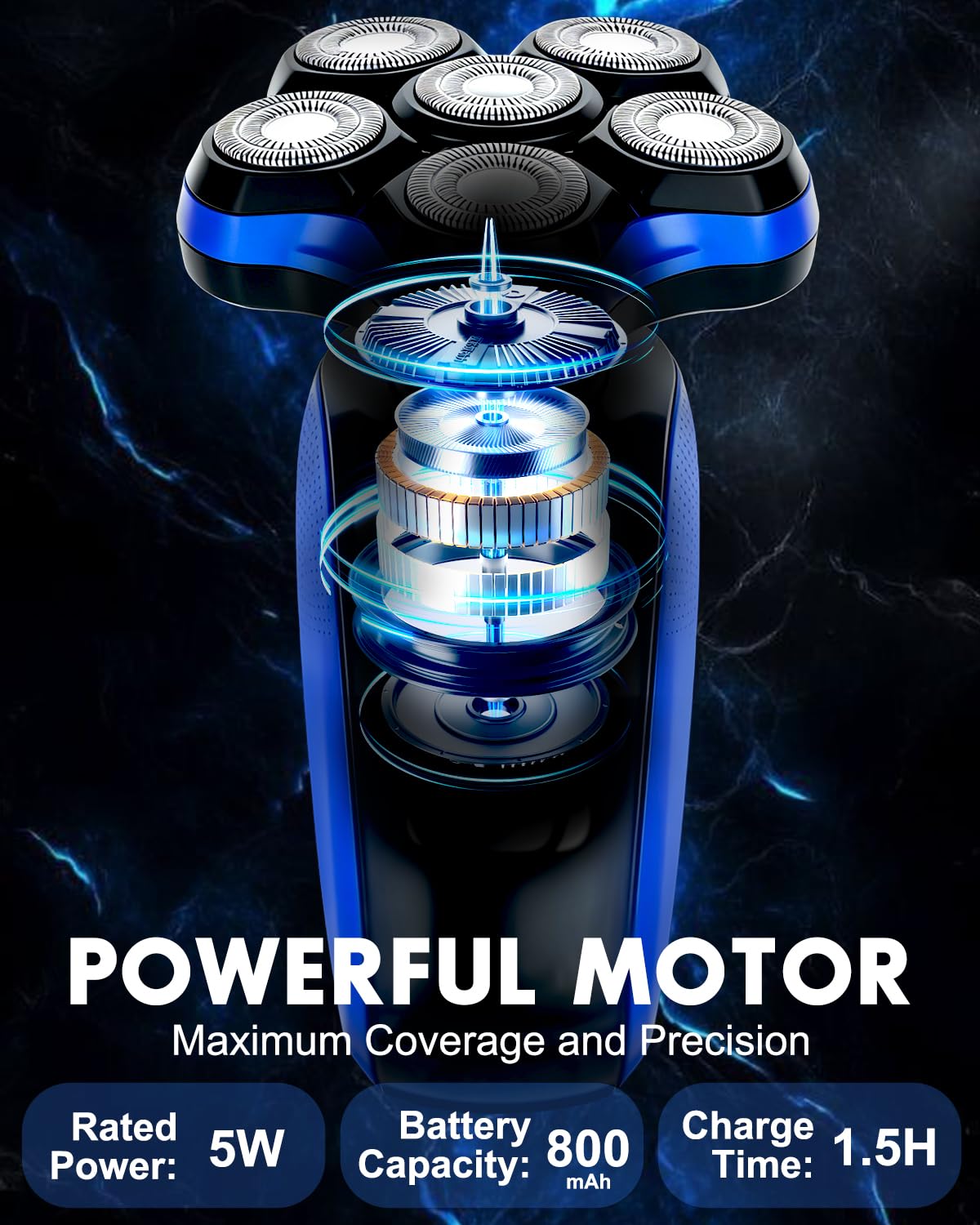 LOBINH Head Shavers for Bald Men - Magnetic 7D Detachable Head Shaver, 100% Waterproof Wet Dry, Rechargeable Cordless Electric Razor, Rotary Shavers with LED Display, Fast Charging