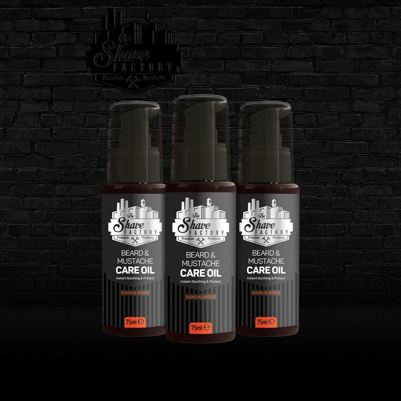 the shave factory Beard&Mustache Care Oil with Sandalwood - Premium Product For Professional Barbers and Traditional Shaving & Grooming Enthusiasts (75 ml (2.6 fl. oz))
