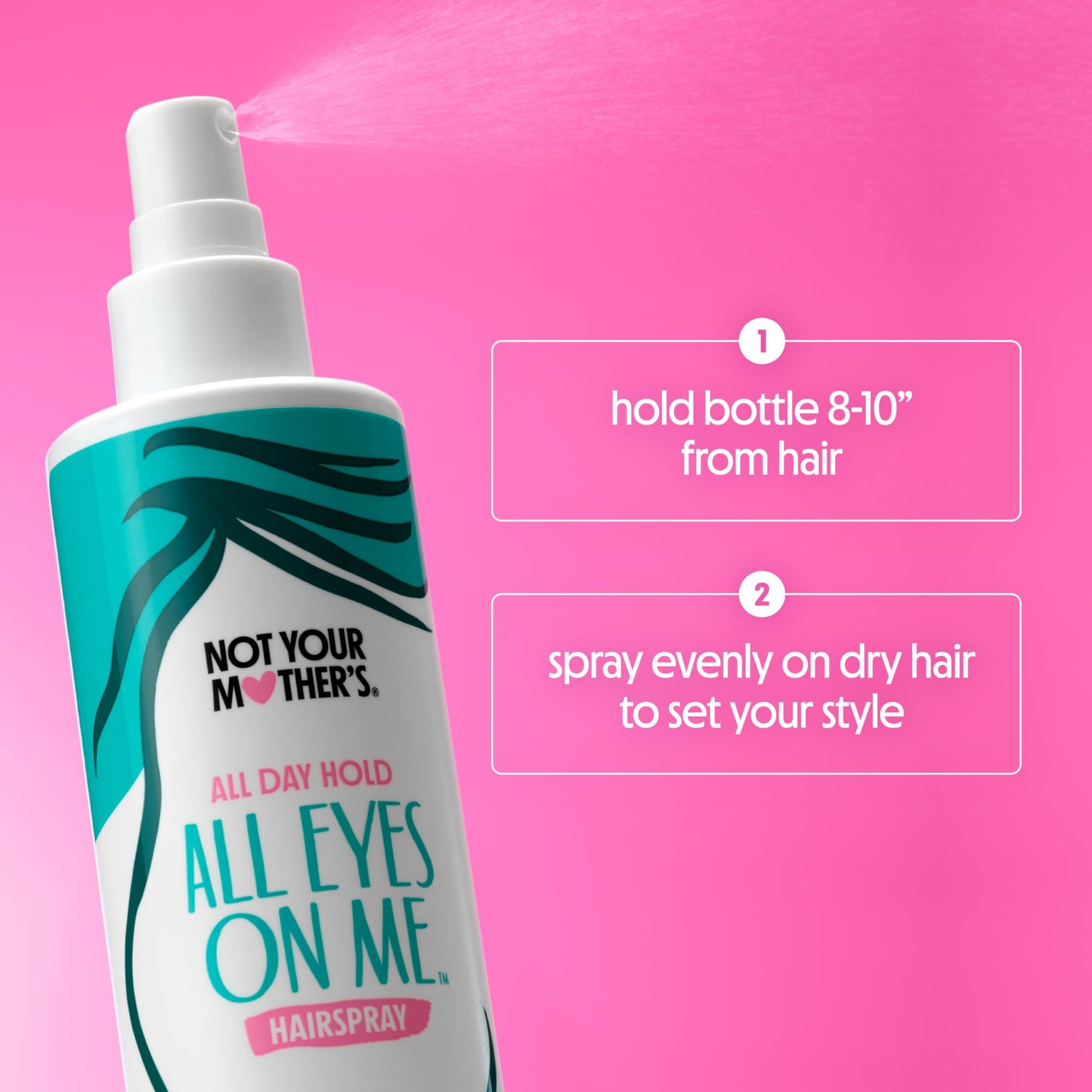 Not Your Mother's All Eyes On Me All-Day Hold Hairspray - (2-Pack) 8 fl oz - Strong Hold, Soft Styles - Humidity Shield with Shine - Non-Aerosol Hairspray