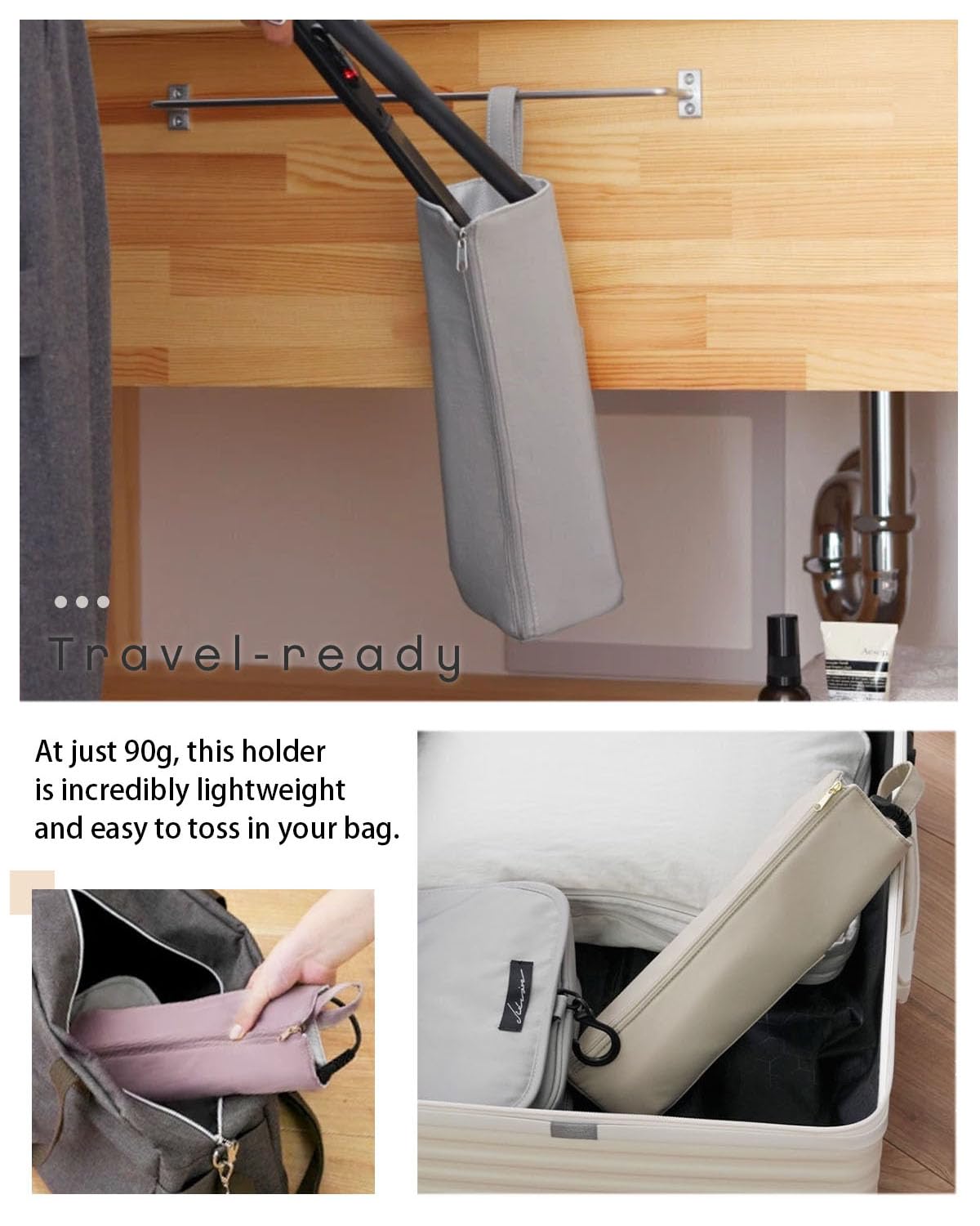 Heat Resistant Travel Bag for Curling Iron & Flat Iron - Hair Tool Organizer for Home & On-the-Go