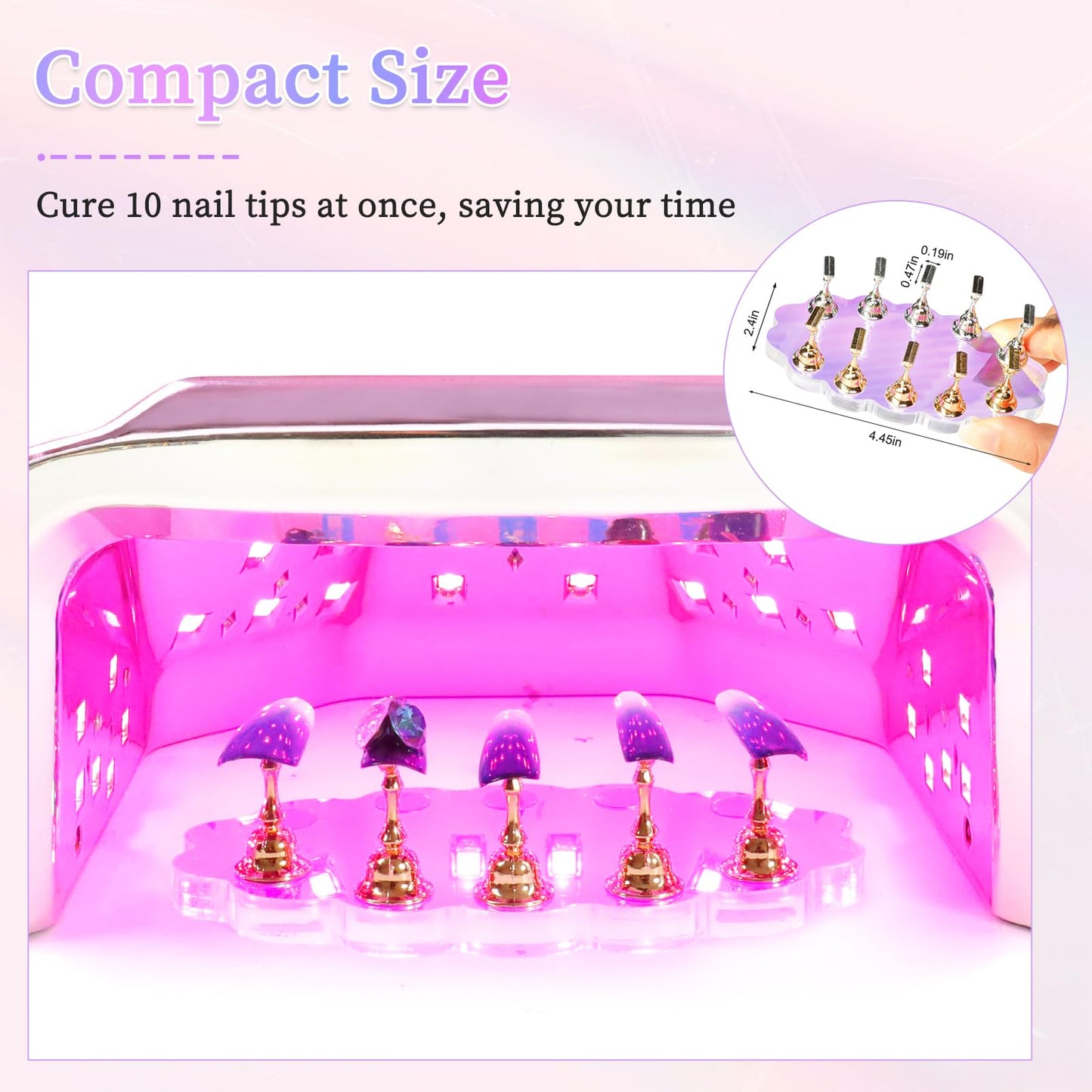 ANGNYA Nail Stand for Press on Nails Display, Magnetic Press on Nail Stand with 200 PCS Reusable Adhesive Tapes, Nail Tips Practice Painting Holder for DIY Nail Art Tools