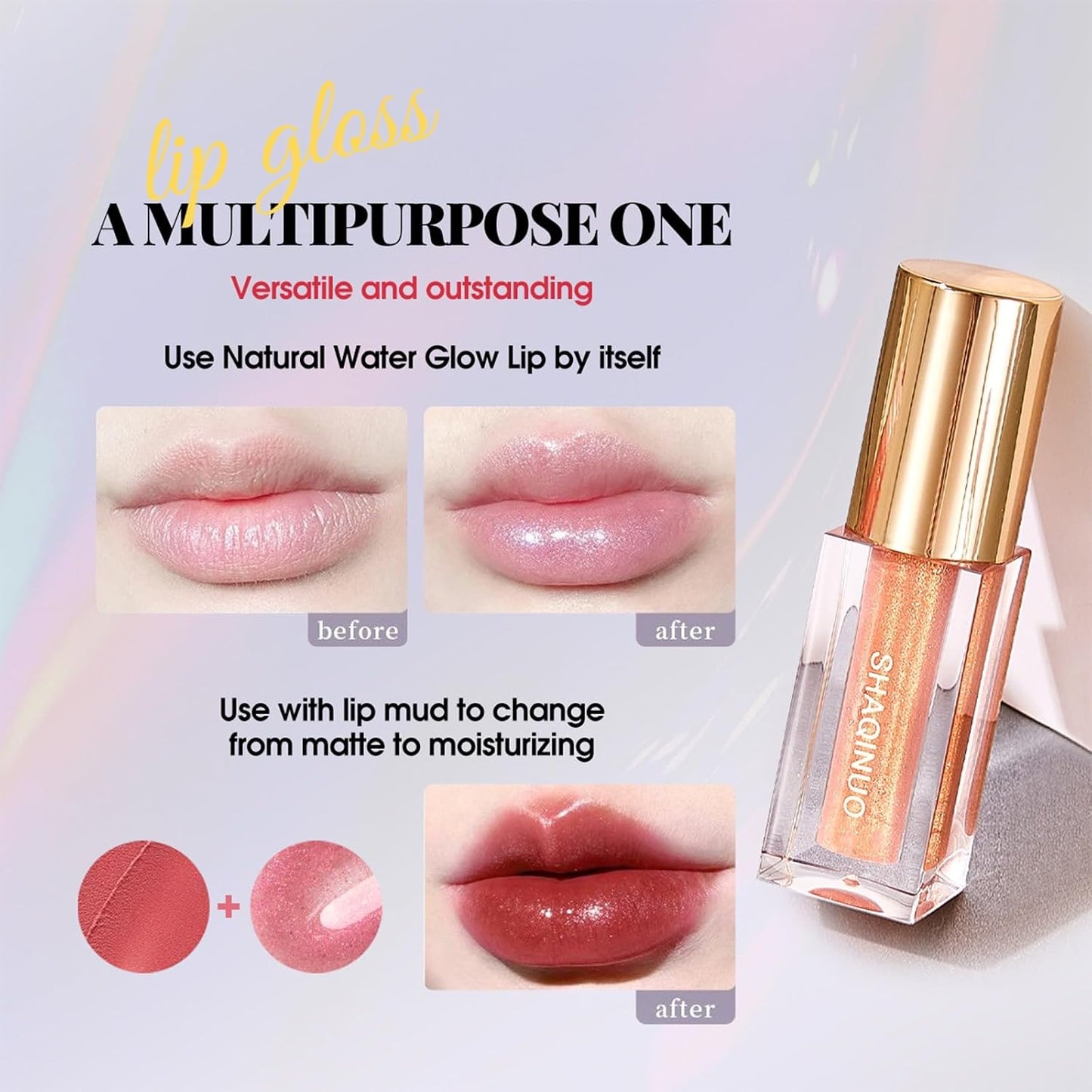 Colorful Shimmery Lip Gloss Set - 6 Pcs Long-Lasting Waterproof Moisturizing Lip Oil for Women’s Makeup | Perfect Gift
