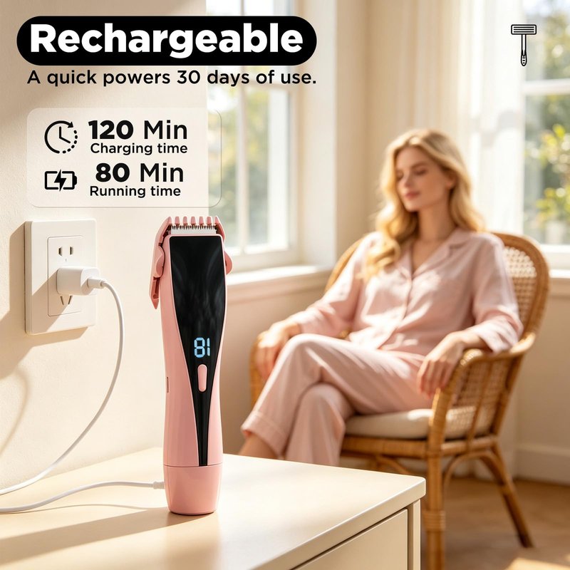 Bikini Trimmer for Women 2-in-1 High Power Epilators Hair Removal Waterproof Electric Razors Women's Electric Razor Pubic Hair Trimmer Shaver for Women for Ladies Pubic, Face, Underarms, Legs