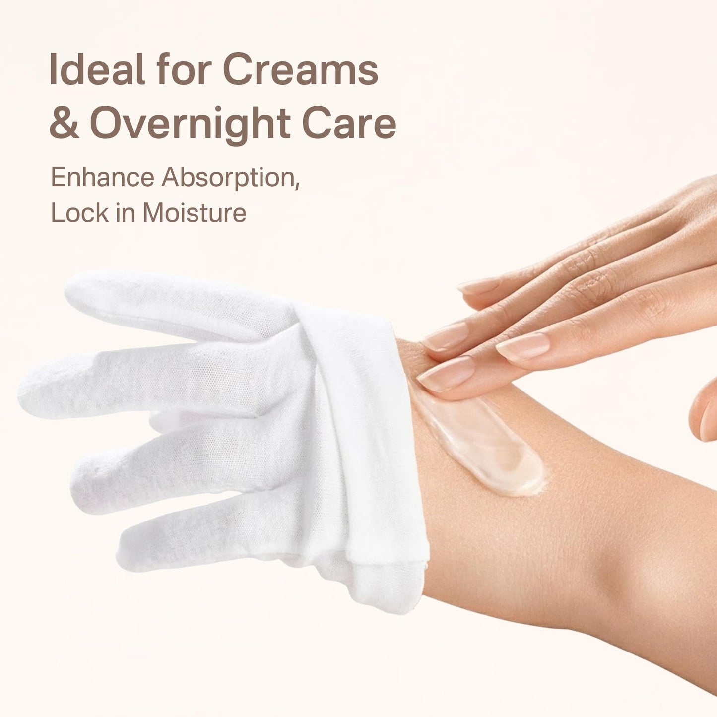 Cotton Gloves for Dry Hands Sleeping – 4 Pairs White Gloves Women Moisturizing Gloves Overnight, 100% Cotton Gloves Eczema, Spa Care for Dry Hands as Hand Mask