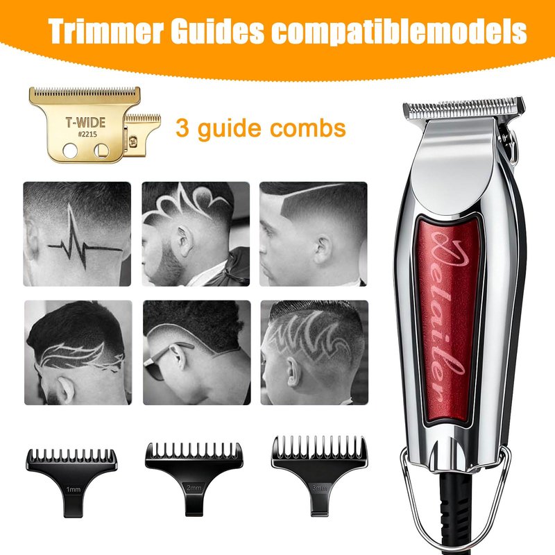 1 Pack 2215 Replacement T Wide Blades for Wahl 5 Star Detailer Li Trimmer 8081 and 8171 - Adjustable Stainless-steel Zero-Gap Trimmer Blade (Golden-1)