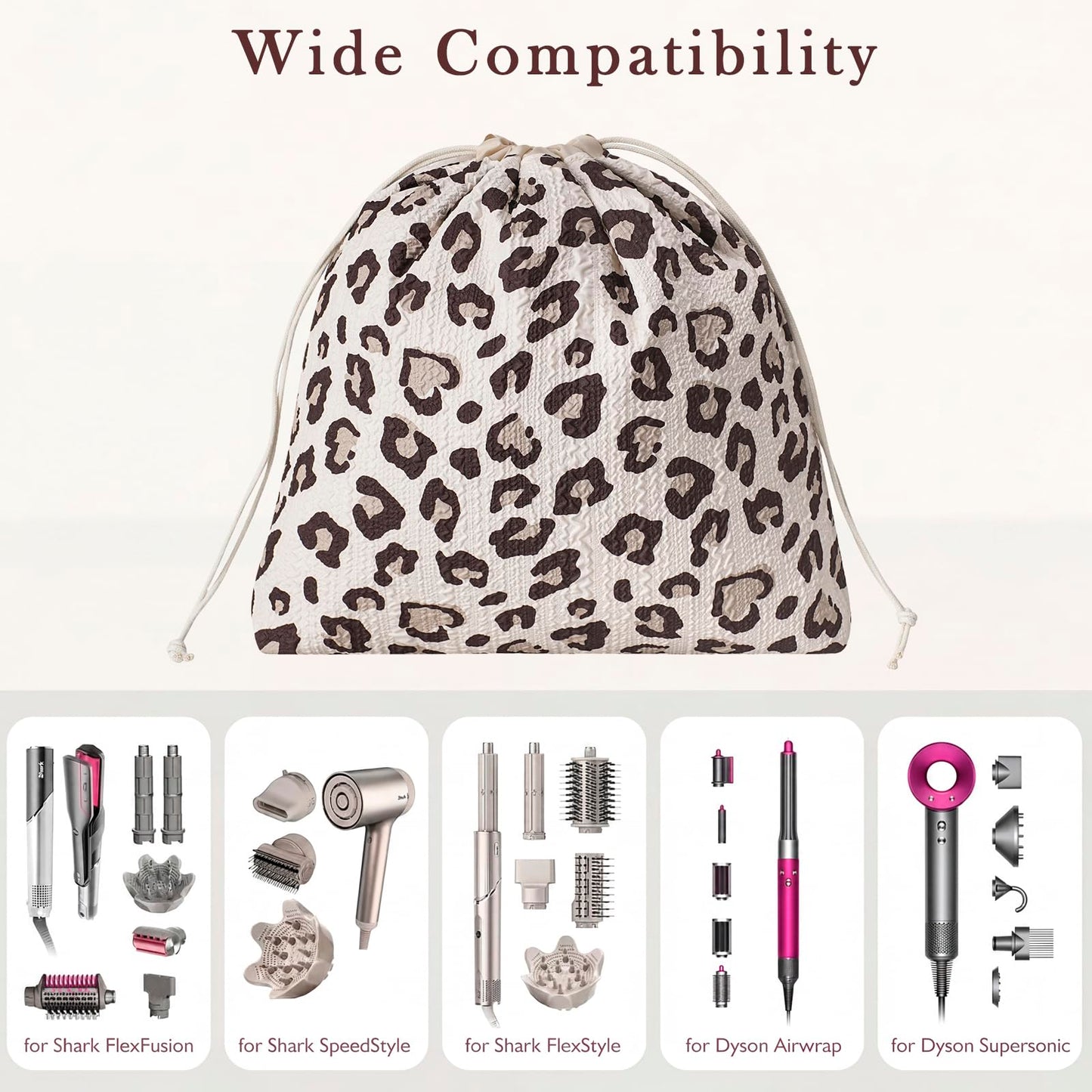 RSRSLEII Large Hair Tools Travel Bag, Aesthetic Hair Dryer, Curling Iron, Hair Straightener and Accessories Drawstring Storage Pouch, Organizer Bag for Women and Girls