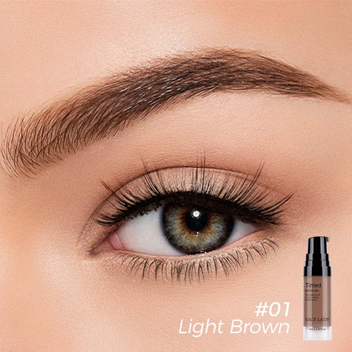 SACE LADY 3D Eyebrow Gel Long Lasting 24 Hours Waterproof Smudge-proof Brow Cream Makeup Kit (01 LIGHT BROWN, 0.2Fl Oz)