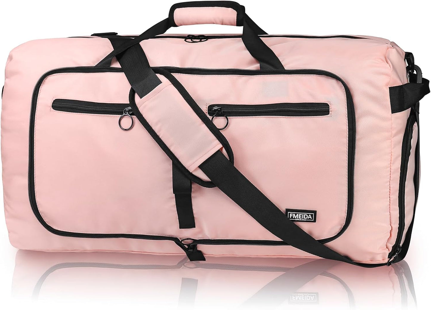 Duffle Bag 65L with Shoes Compartment - Foldable Travel Bag for Men & Women | Water-Repellent & Tear-Resistant (Black)