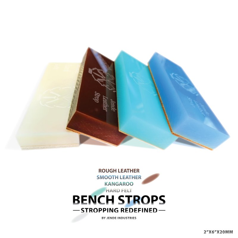 Jende 2"x6" Rough Cow Leather Knife Strop on 3/4" thick Acrylic-for knife and razor stropping