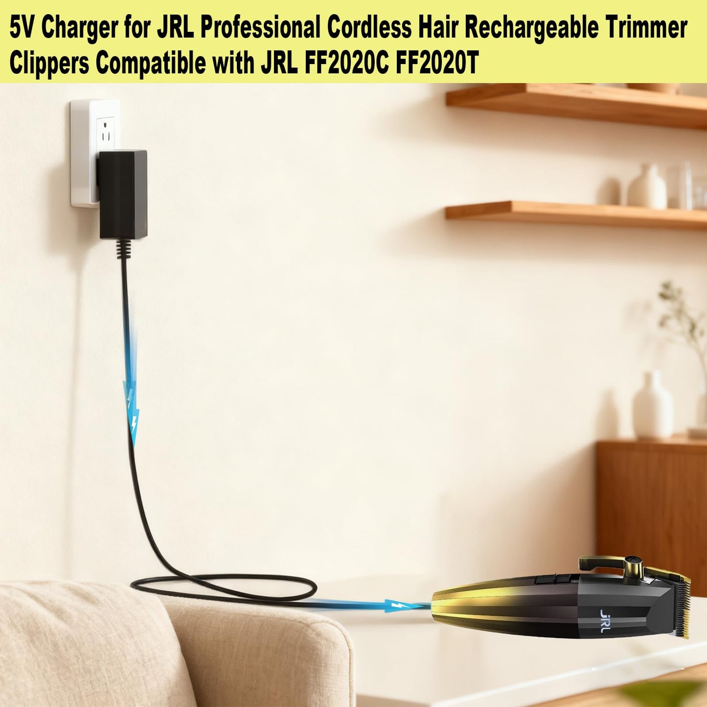 5V Charger for JRL Professional Cordless Hair Rechargeable Trimmer Clippers Compatible with JRL FF2020C FF2020T Power Adapter Cord