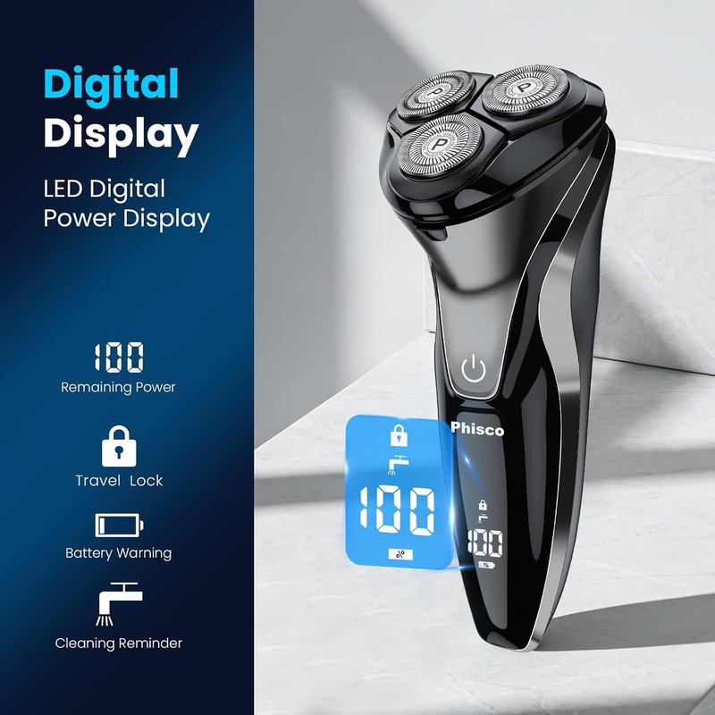 Electric Razor for Men - Cordless IPX7 Waterproof Shaver for Sensitive Skin | Wet/Dry Shaving, Travel-Friendly
