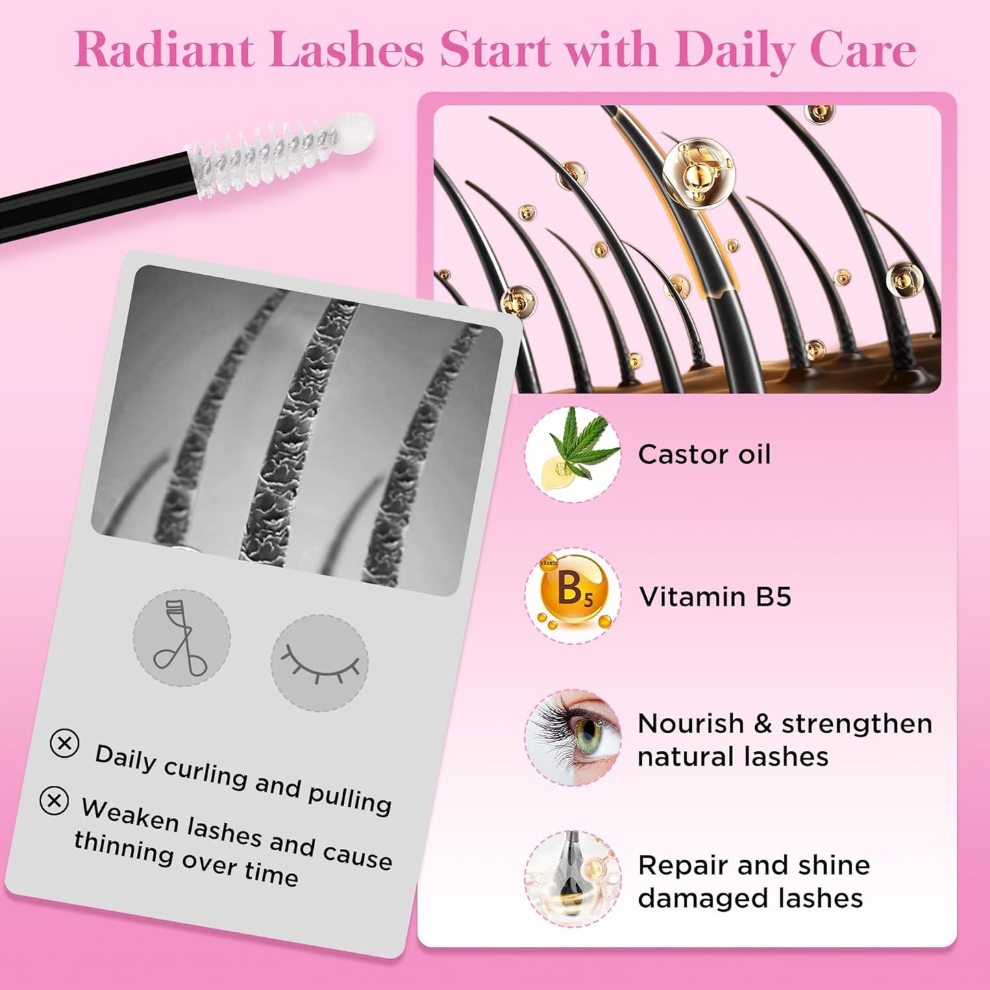 Lash Glue Remover & Essential Serum - Organic Castor Oil for Longer, Thicker Lashes | Non-Irritating for Sensitive Eyes