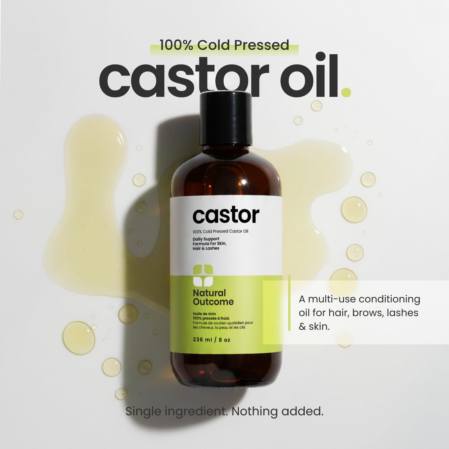 Castor Oil 100 % Pure – 8 oz Cold‑Pressed & Hexane‑Free | Hair, Scalp, Lashes & Skin Moisturiser | Vegan, Made in USA