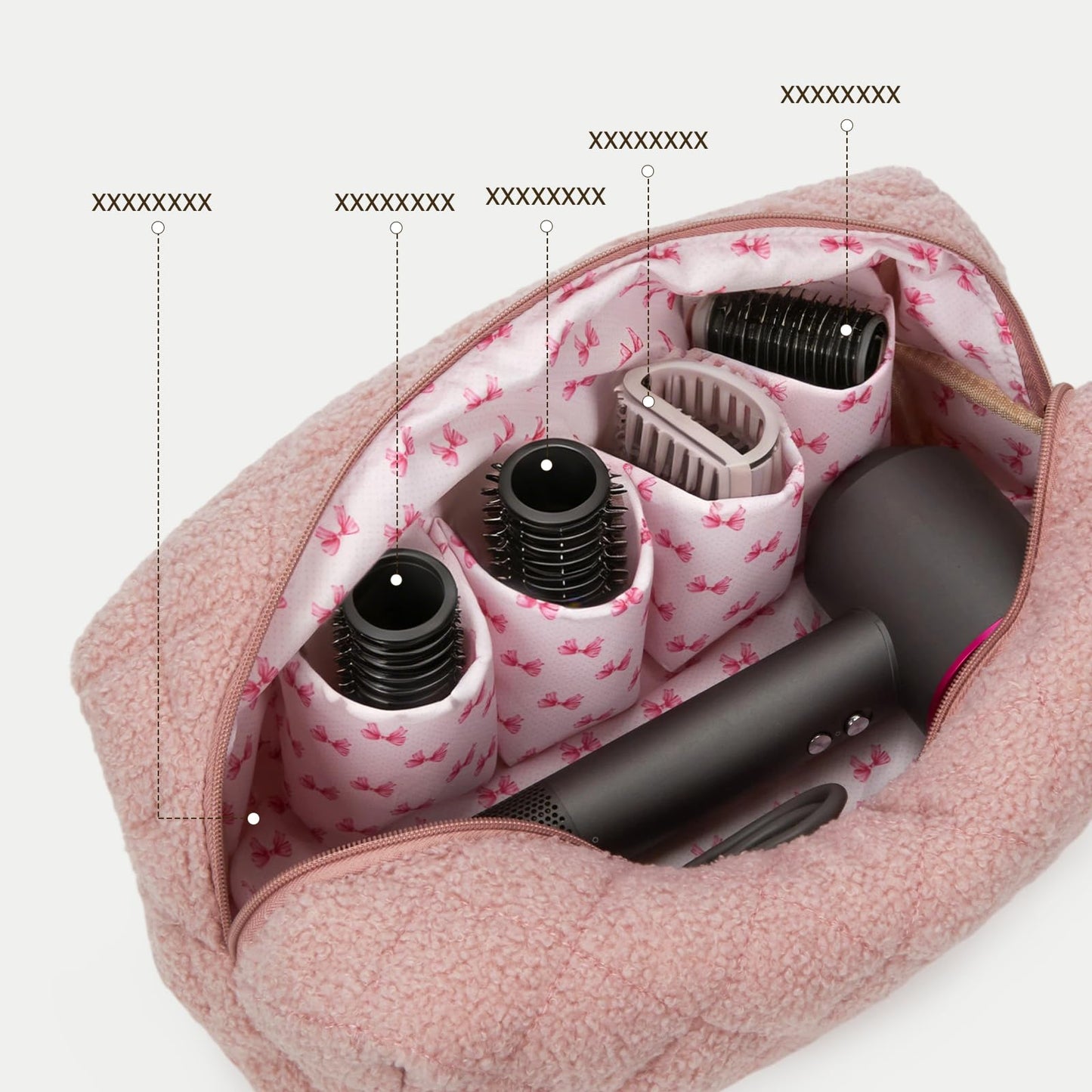 KCWVSIE Hair Tools Case Travel Bag Cute Floral Travel Case for Shark Flexstyle Hair Tools Organizer Compatible with Dyson Airwrap (Pink plush)