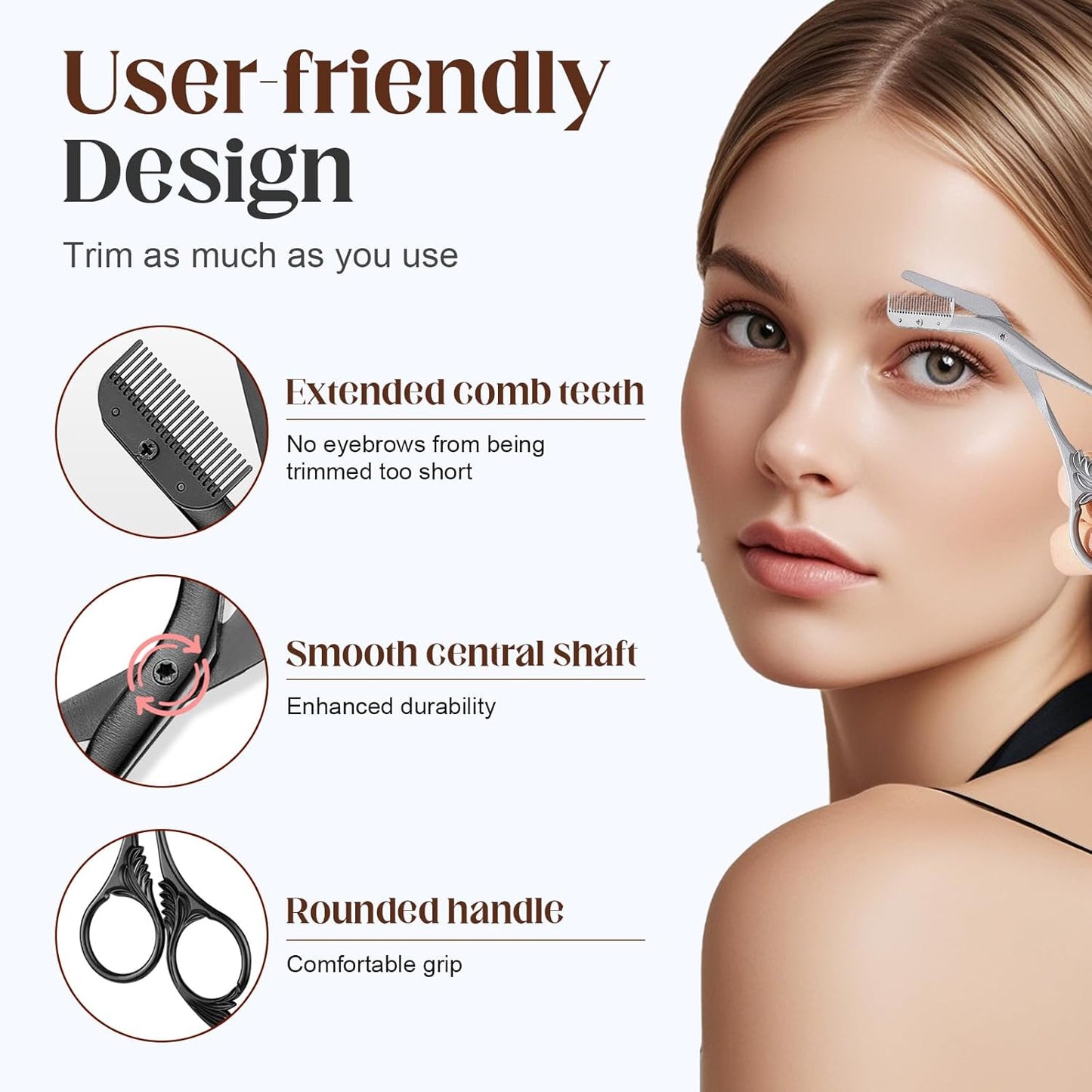 Eyebrow Trimmer Scissors - Stainless Steel Precision Cutter for Hair Removal | Grey