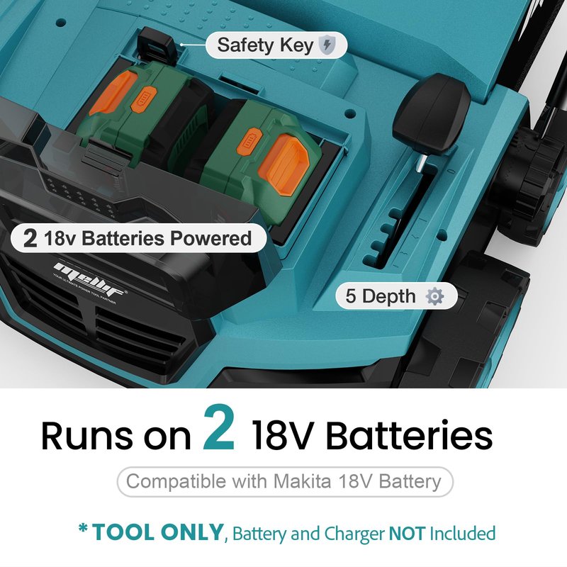 36V 15" Brushless Cordless Electric Dethatcher and Scarifier Compatible with Makita 18V Battery(Tool Only), w/12Gal Thatch Collection Bag, 5-Depth Adjustment, Quick-Fold, Walk Behind for Lawn Care