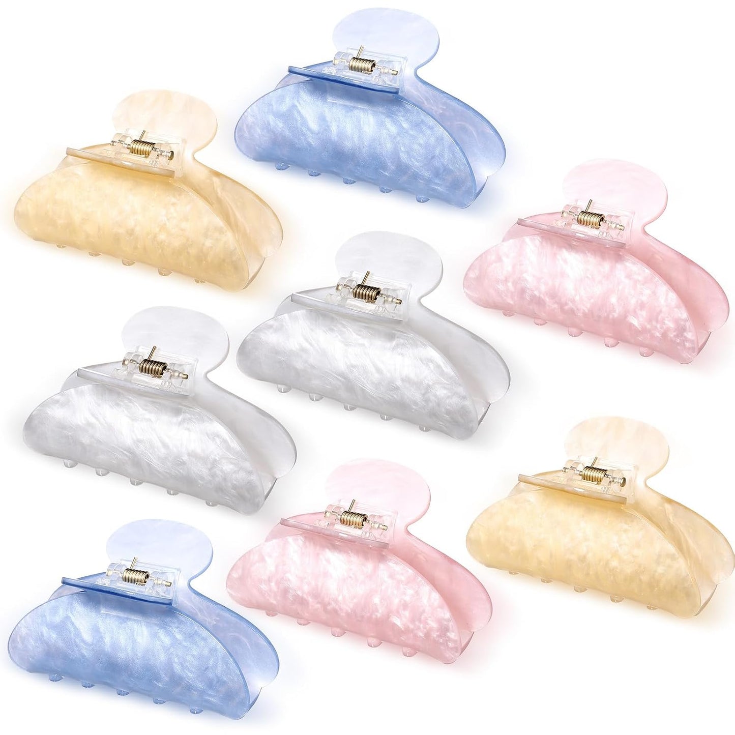 Large Acrylic Hair Claw Clips for Women - 8 Pcs Non-Slip Strong Hold | French Turquoise Color
